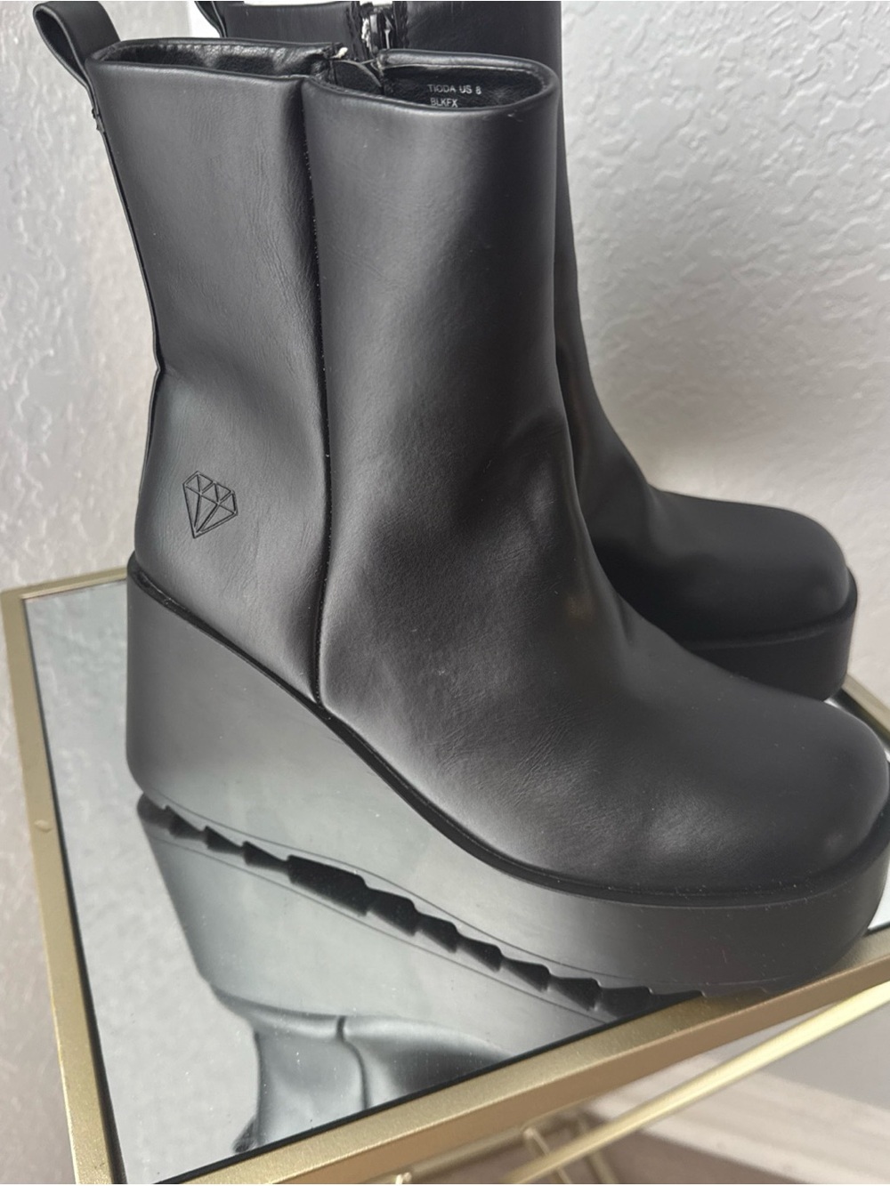 Rock & candy Black Platform Wedge Ankle Boots - Women's